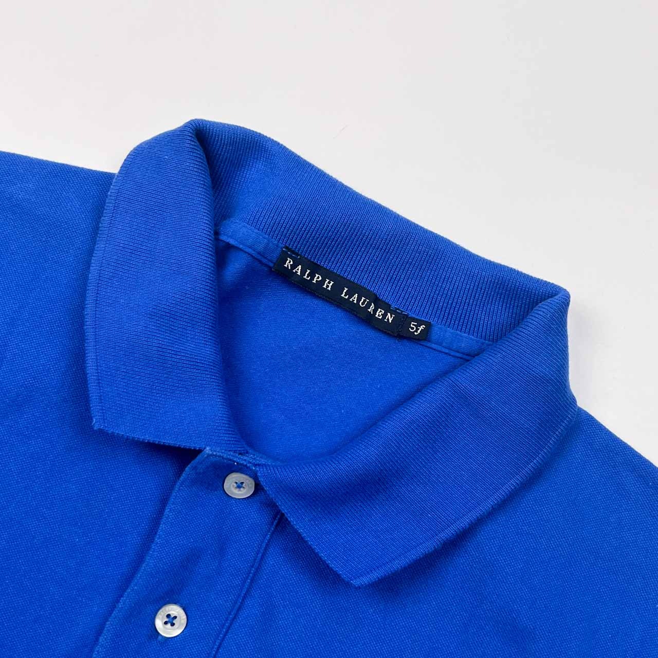 90s 00s RALPH LAUREN ラルフローレン ワンポイント 鹿の子 半袖 ポロシャツ 5f/ブルー レディース オールド