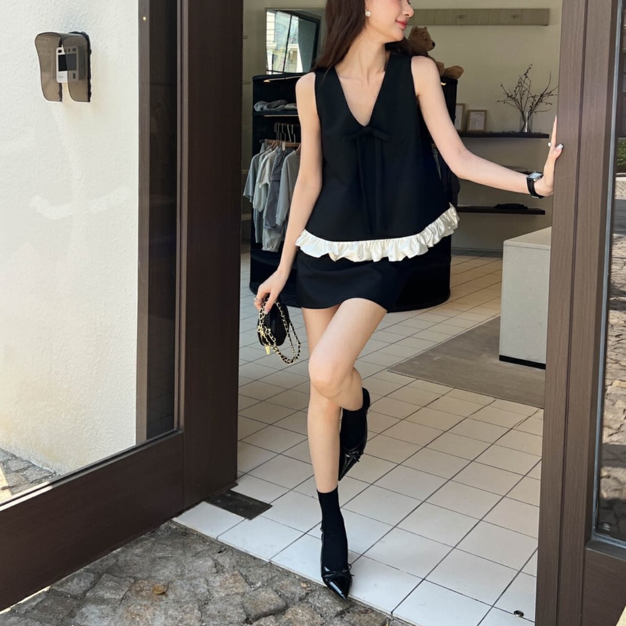 リボンフリル セットアップ 2color SE28