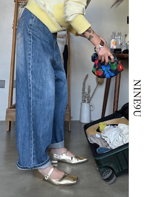 wide-leg roll-up washed denim-pants 2color【NINE7859】