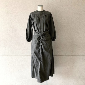 【COSMIC WONDER】Suvin cotton broadcloth 1920ʼs shirt wrapped dress/Dark sumi/18CW17282-3