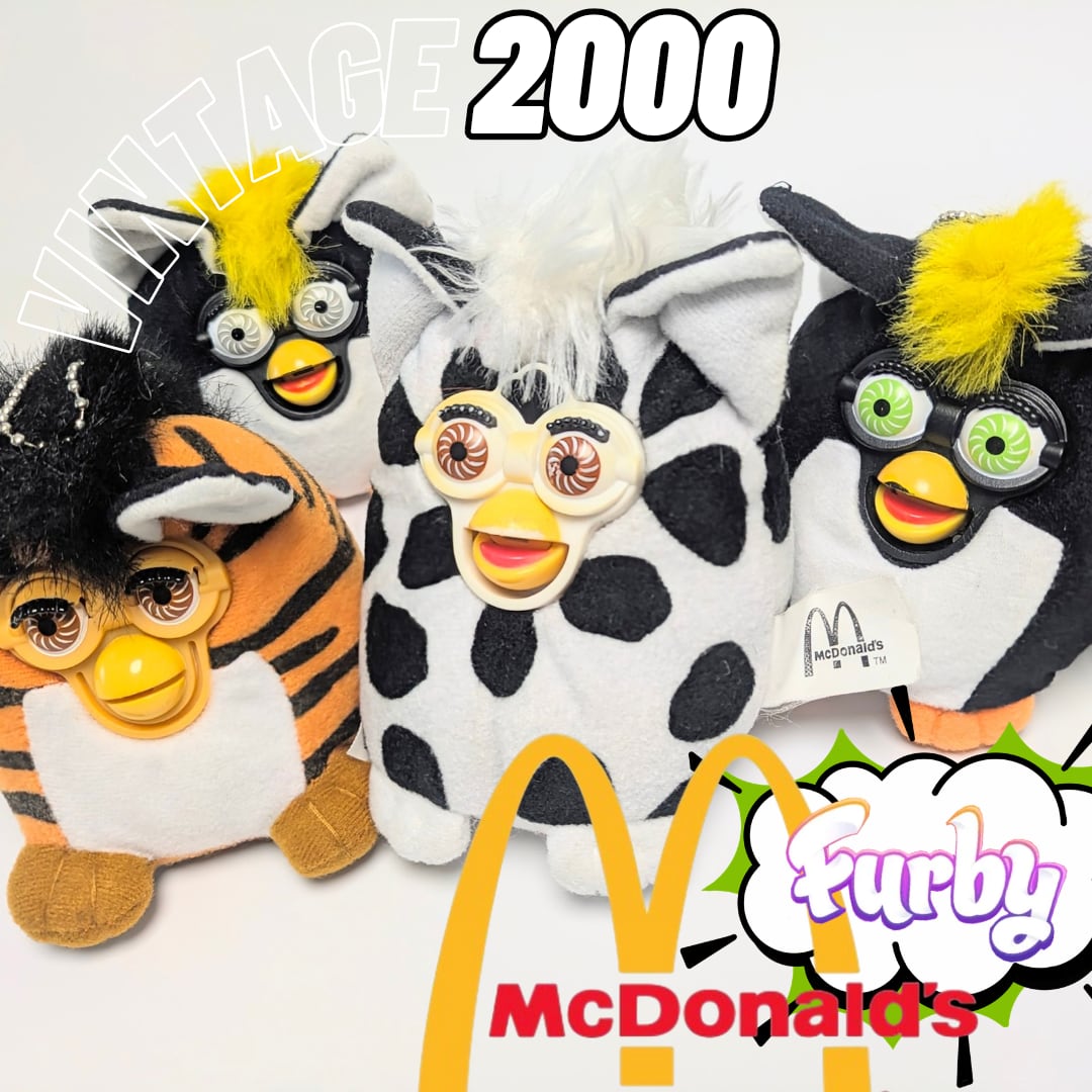 ☆ VINTAGE2000 ☆【 McDonald's × Furby ( ファービー )】 マクドナルドミールトイ / 2000年製 / ボールチェーン ぬいぐるみ キーホルダー 〚アメリカン雑貨 アメトイ〛