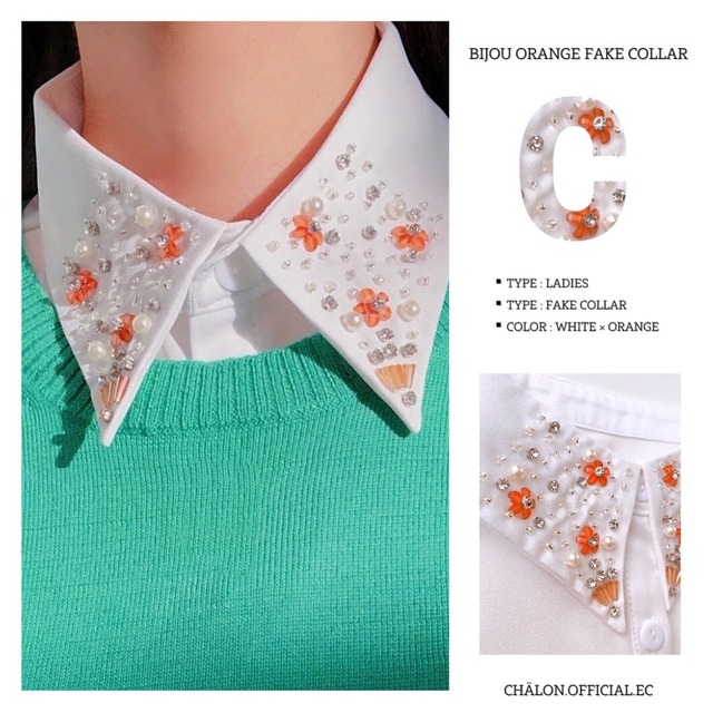 bijou orange fake collar
