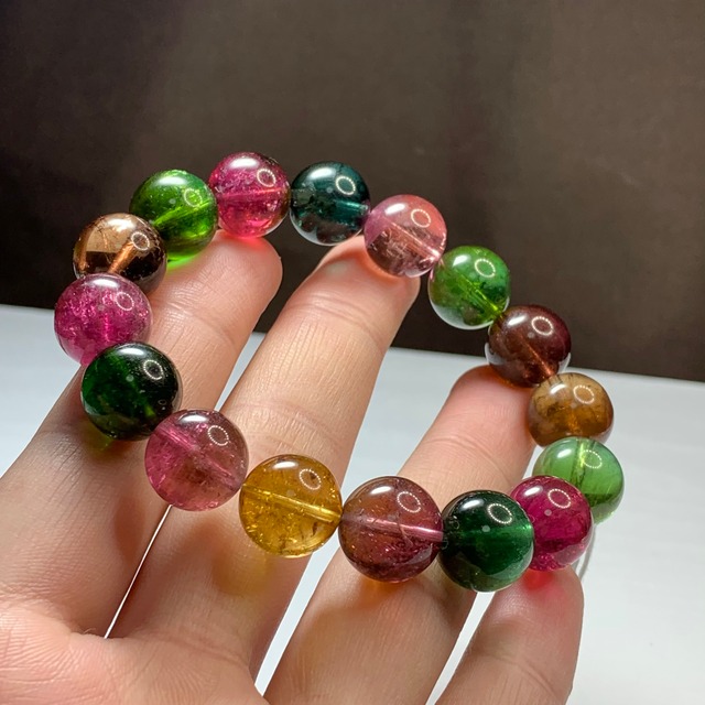 ー鑑別書付属ー透明度高く発色美しい大玉トルマリン・ブレスレット