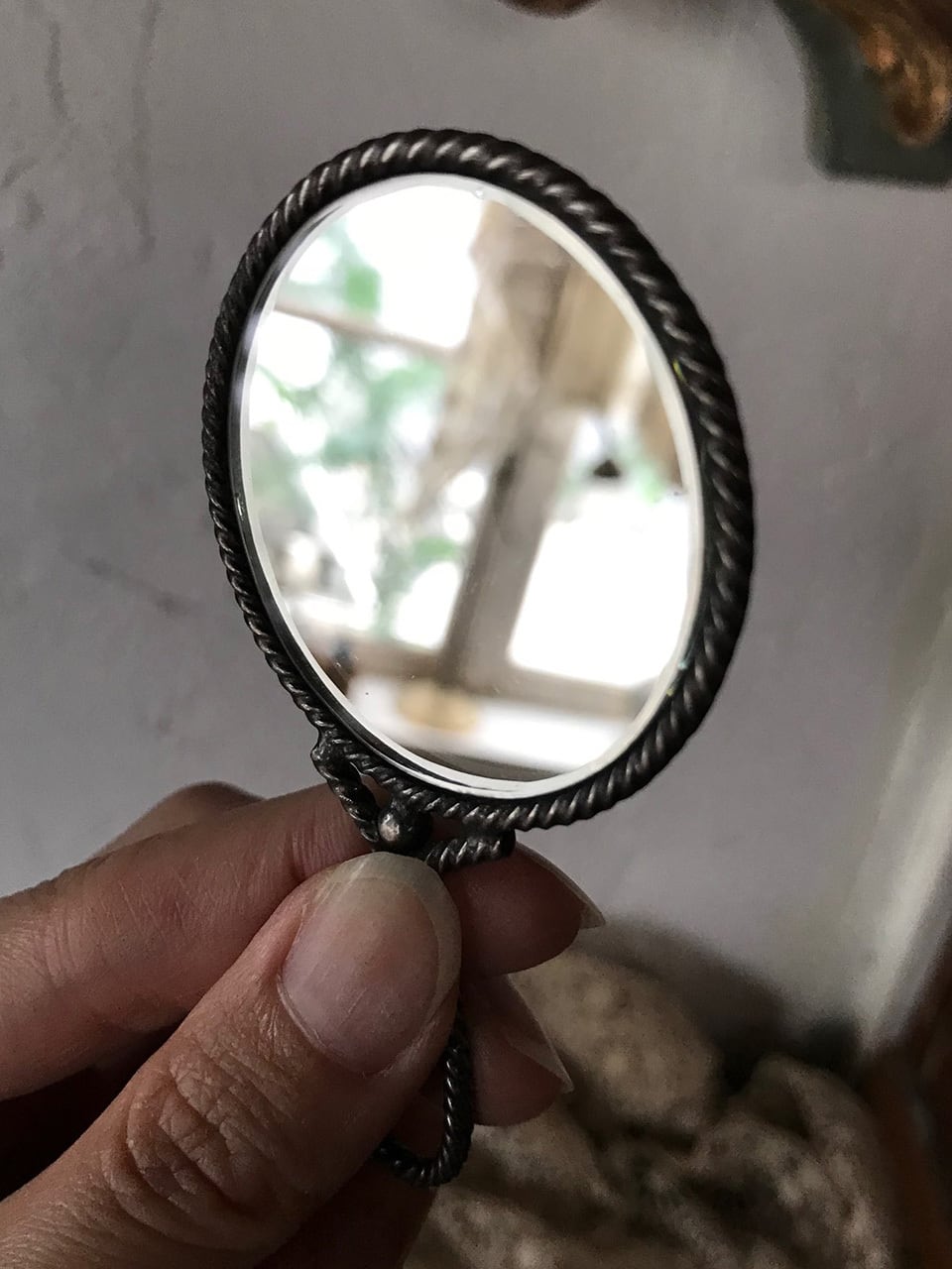 フランス 小型 手鏡 片面 ハンドミラー | Brocante de La フランス 小型 手鏡 片面 ハンドミラー | Brocante de La