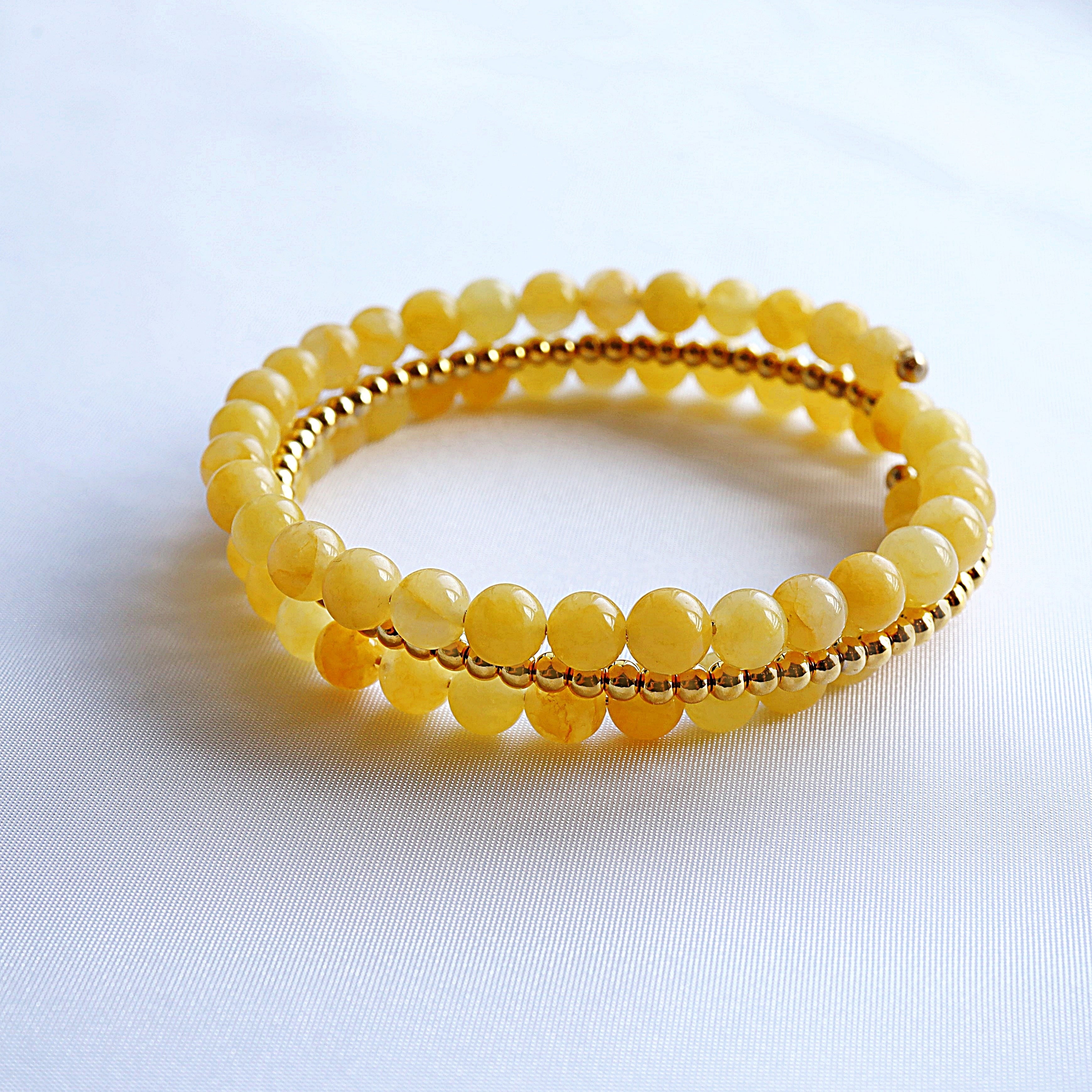 【天然石ブレスレット】自信 魅力を高める イエローメノウ ハニーストーン 花 天然石ブレスレット ハニーストーン LAB-07 | Lynnoir リンノワール