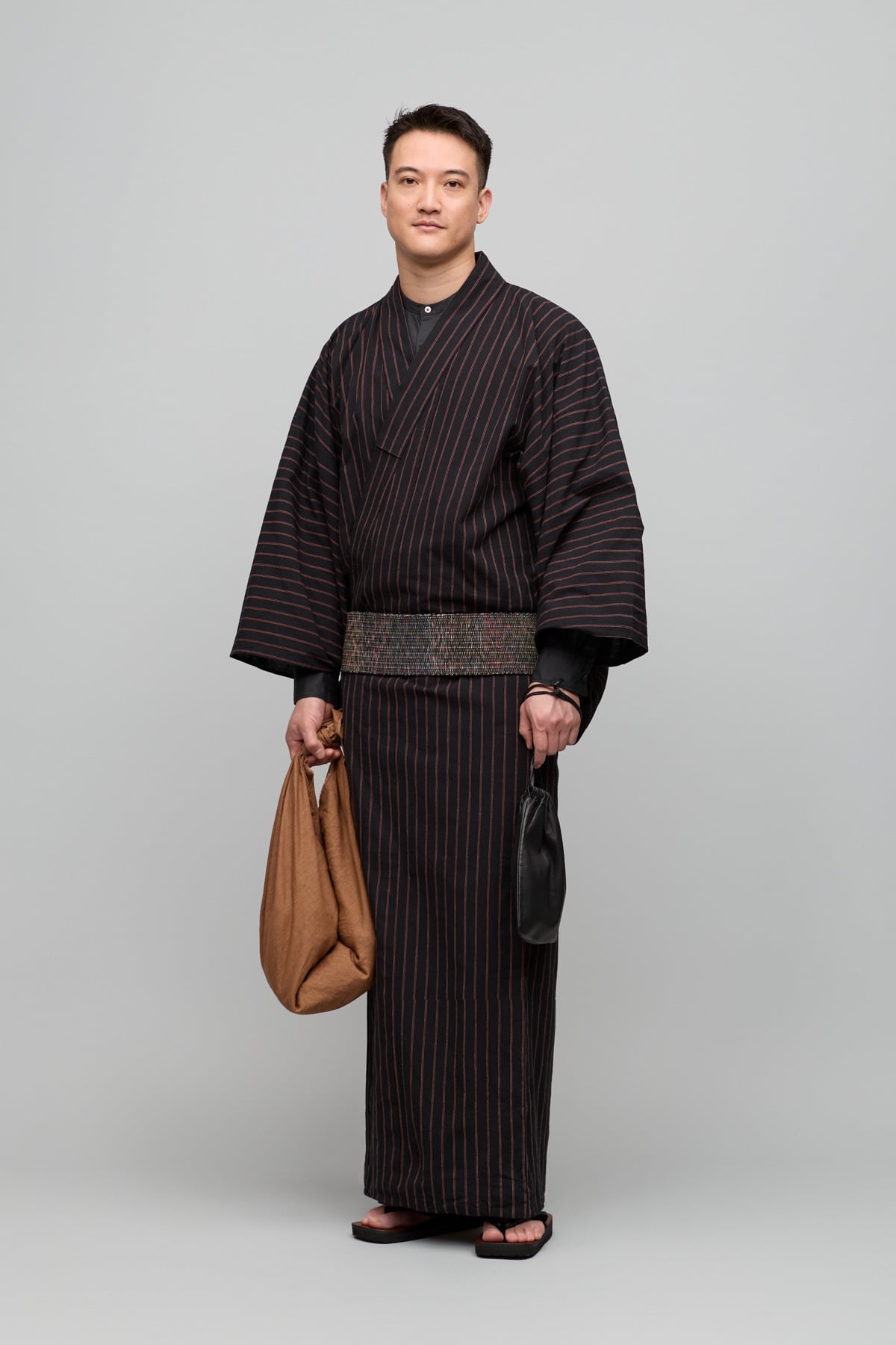 着物 / 片貝木綿 / 平織り / 細縞 / 藍弁柄（With tailoring） | Y