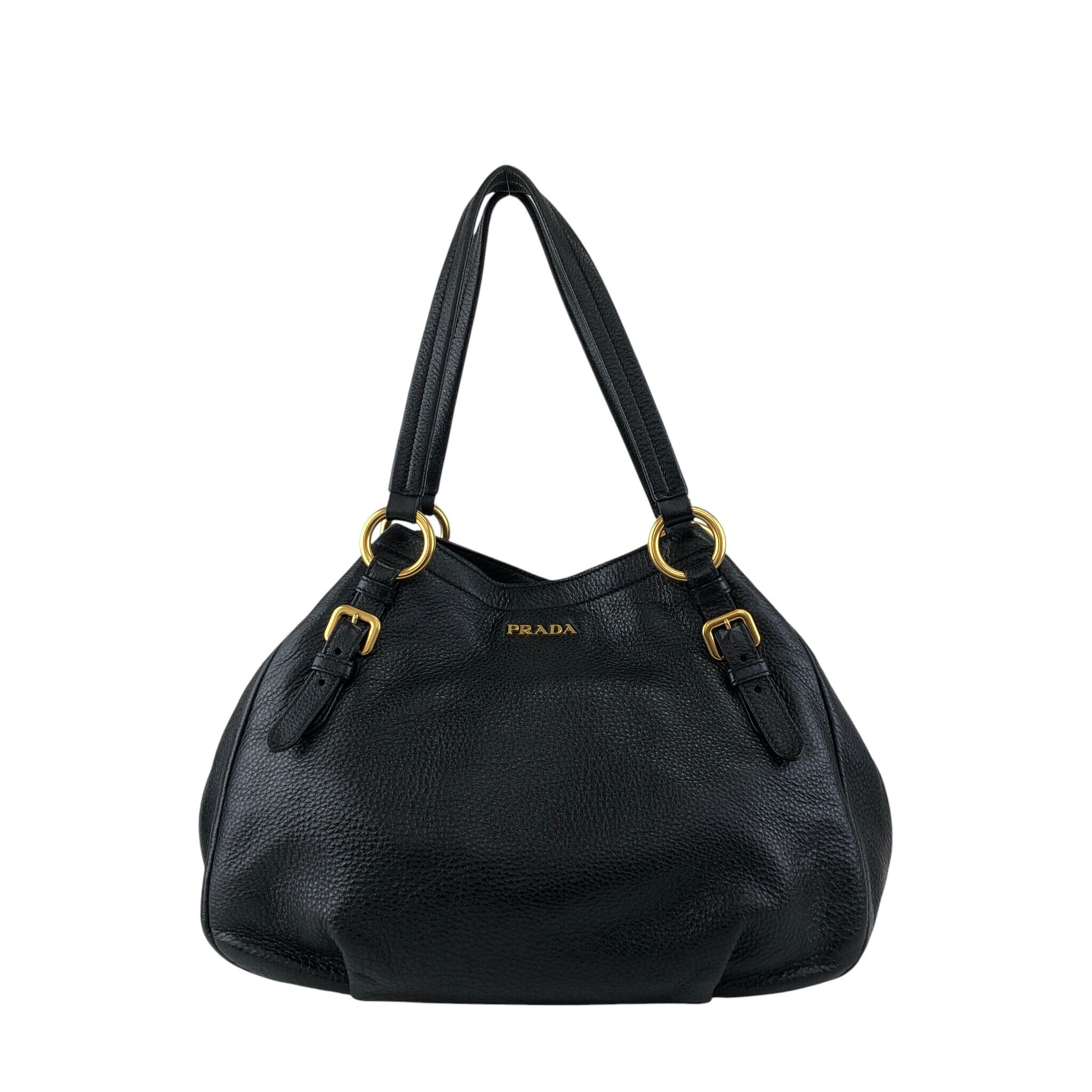 PRADA プラダ ハンドバッグ ブラック ロゴ レザー BR4085 vintage