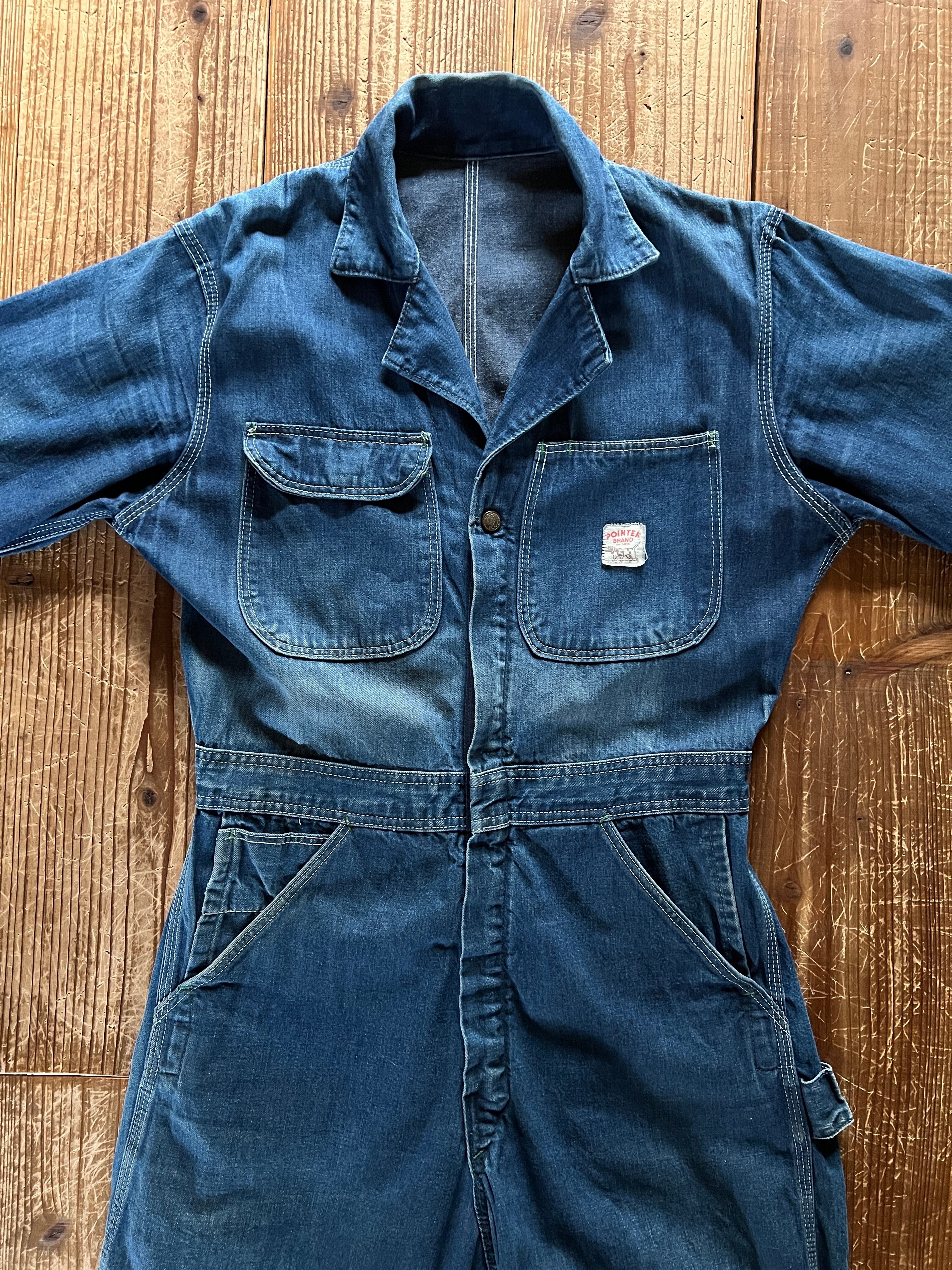 70's STUFFED JEANS デニムカバーオール ワッペン 実寸(34-36位