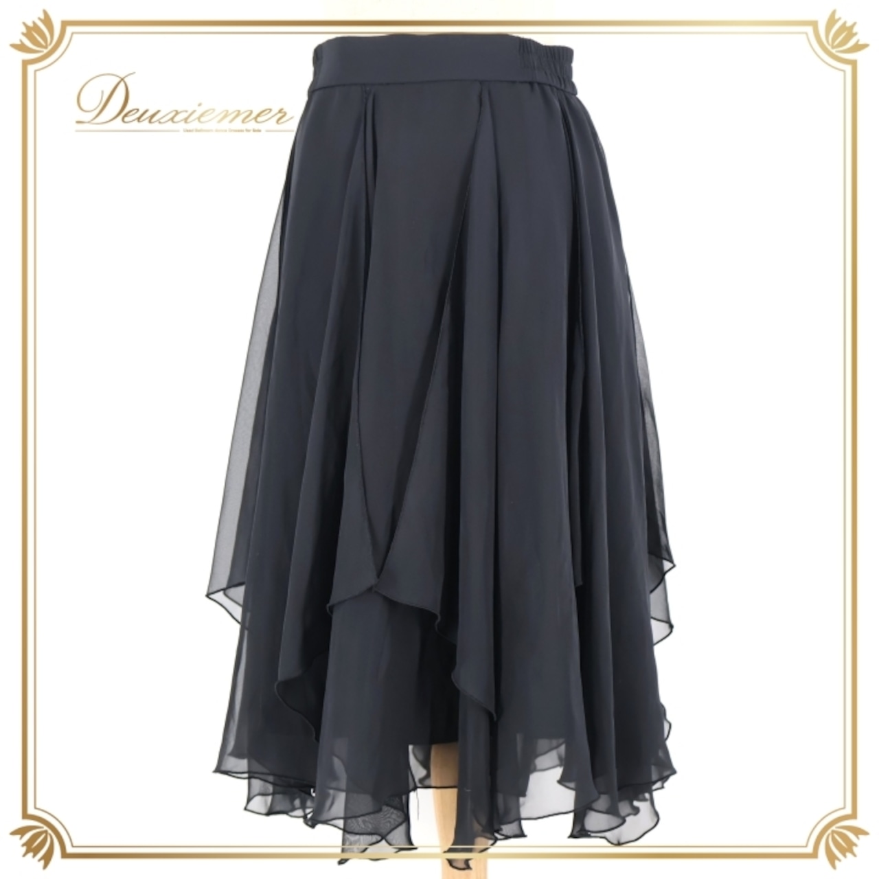 社交ダンス 衣装 スカート ブラック系 チャコット Chacott 黒 レッスン 練習 日本製 シンプル オールブラック 上品 透け感 無地 かわいい ダンス衣装 ひらひら