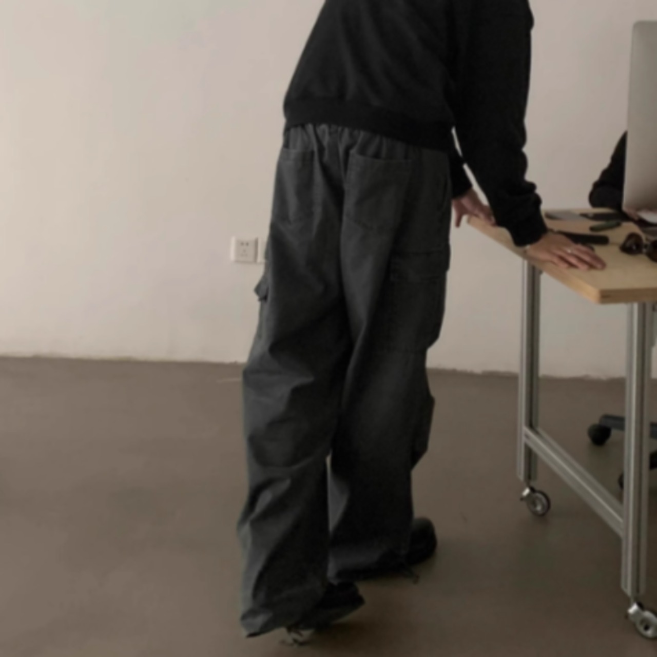 フラップポケットワイドワークパンツ　0888