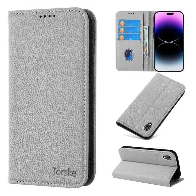Torske Aquos sense2 ケース 手帳型 Android One S5 ケース 手帳型 内蔵マグネット式 アクオスセンス2 手帳型ケース SHV43 スマホケース Aquos SH-01L SH-M08 ケース カード入れ 防塵 上質 やさしく手触りが快適 おしゃれ シンプル アンドロイドワン S5 ケース アクオスsense2 5.5インチ対応 携帯カバー - グレー