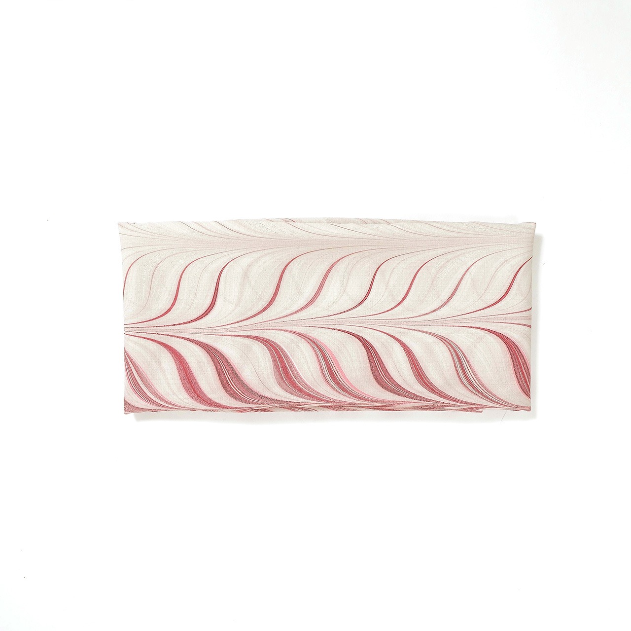 リバーシブル半巾帯 　［ラズベリーレッド×グレージュ］大矢羽×ピーコック