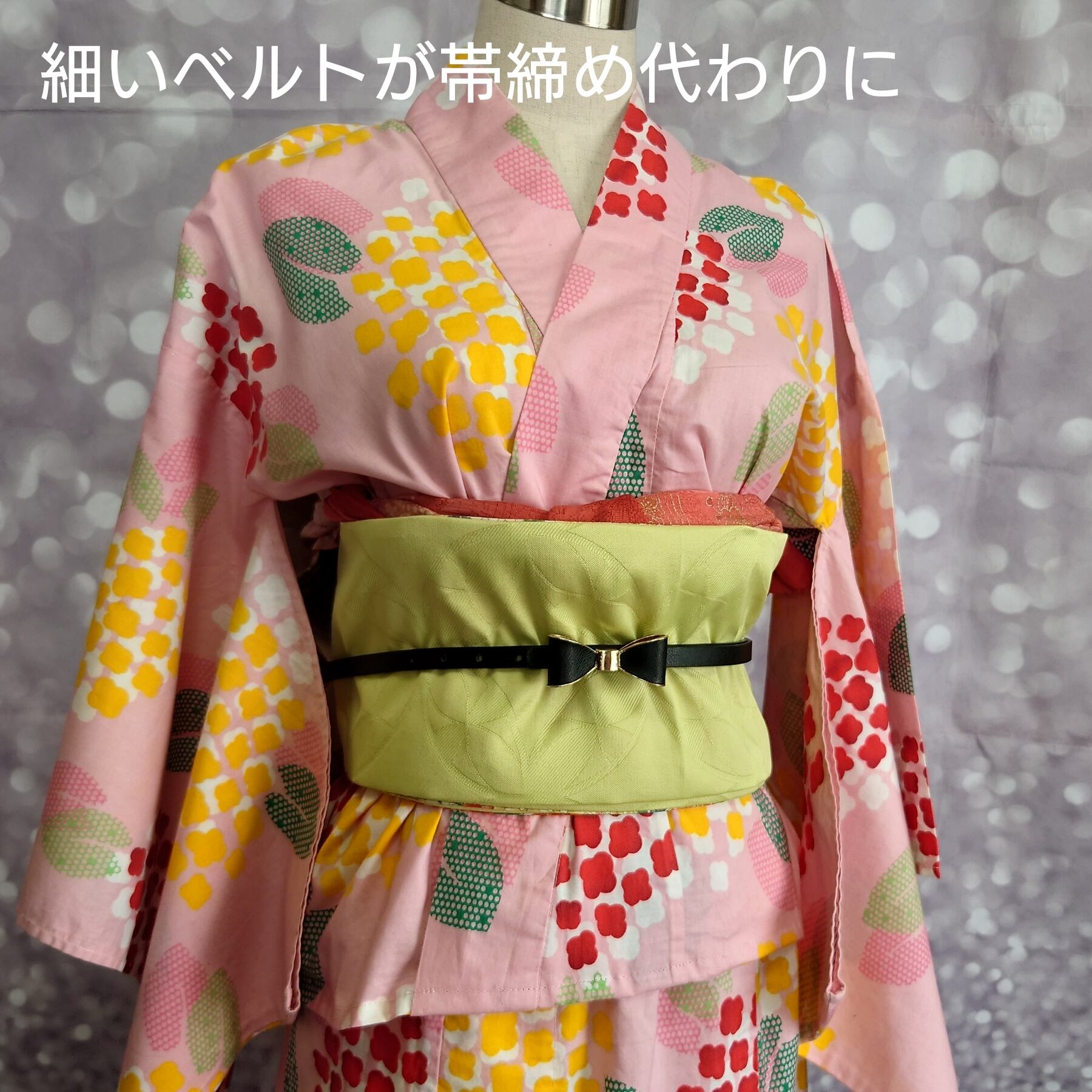 ob123 フック付き ワンタッチ二部式作り帯 二重太鼓結び オリジナル  