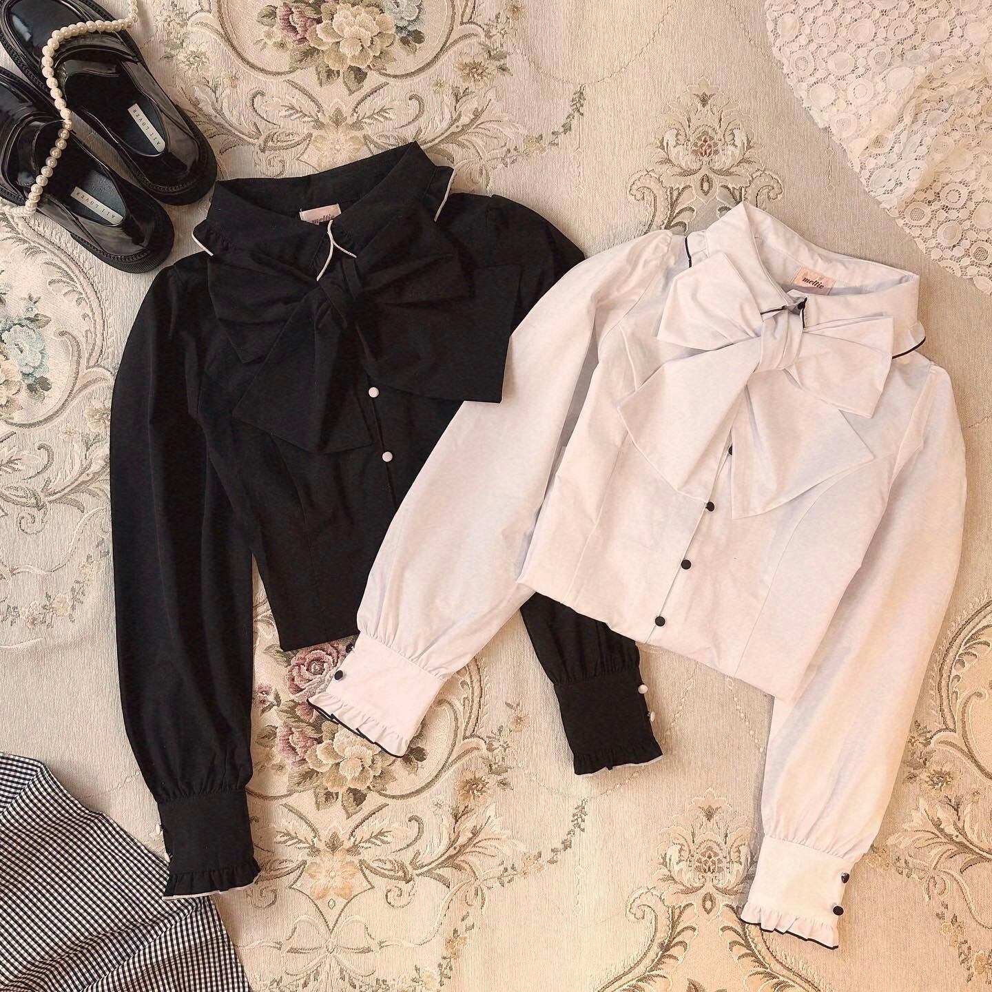 meltie 2way ribbon tie blouse