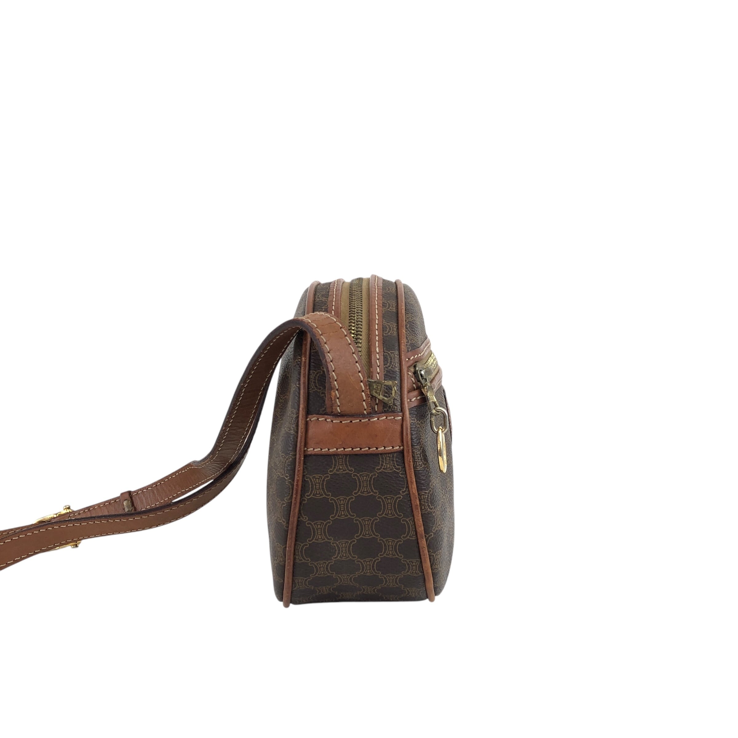 CELINE セリーヌ マカダム ショルダーバッグ ブラウン ブラゾン型押し