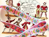 France vintage 200x2.4c 幾何学の宝石花とジャガードリボン