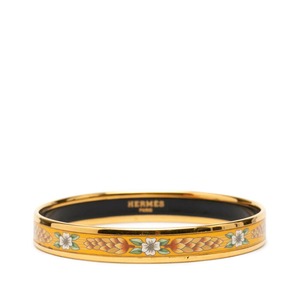エルメス エマイユPM 七宝焼き フラワー バングル ゴールド メッキ GP レディース HERMES 【中古】