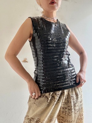 80-90s Vintage Design Sleeveless Silk Top