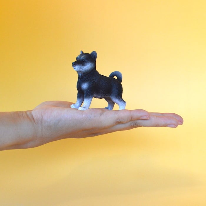 豆柴 柴犬 黒柴 子犬 ミニチュアアニマル 小さな動物の世界 レトロ
