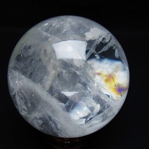水晶 丸玉 虹入り 74mm スフィア 置物 水晶玉 一点物 151-8716