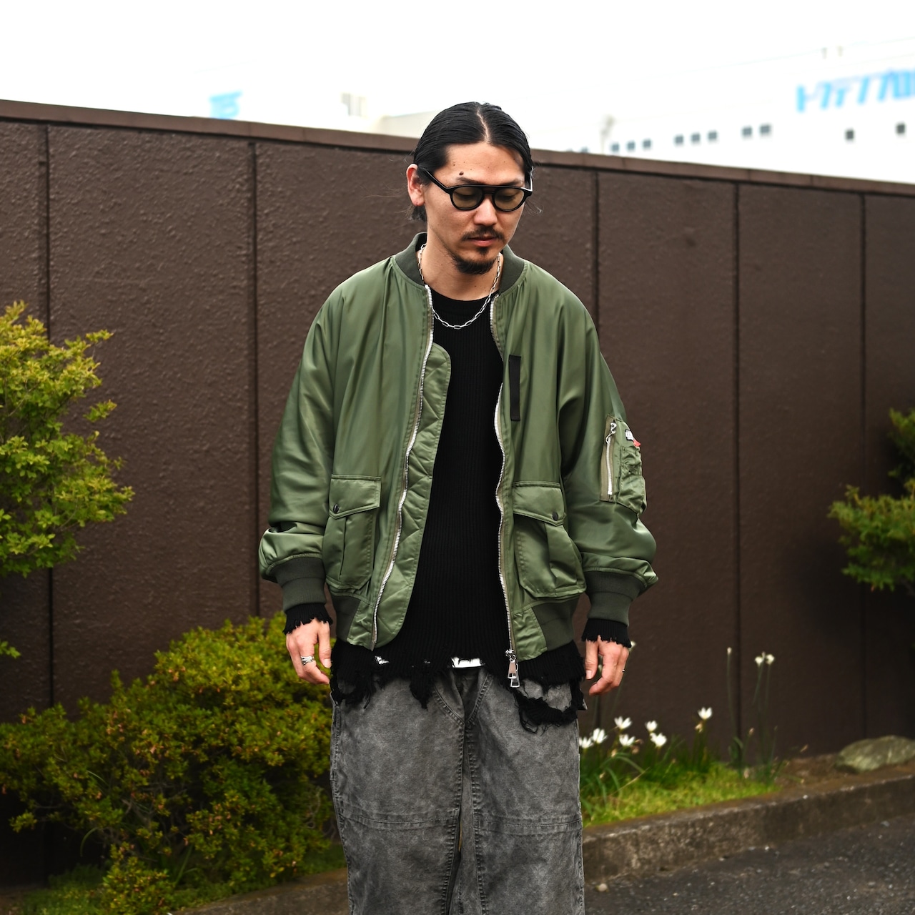 Leh(レー)GANKO別注×damage waffle L/S sweater コーディネート