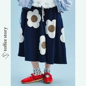 【2color】レトロカラーが咲く、ふんわりアートスカート《i0665》