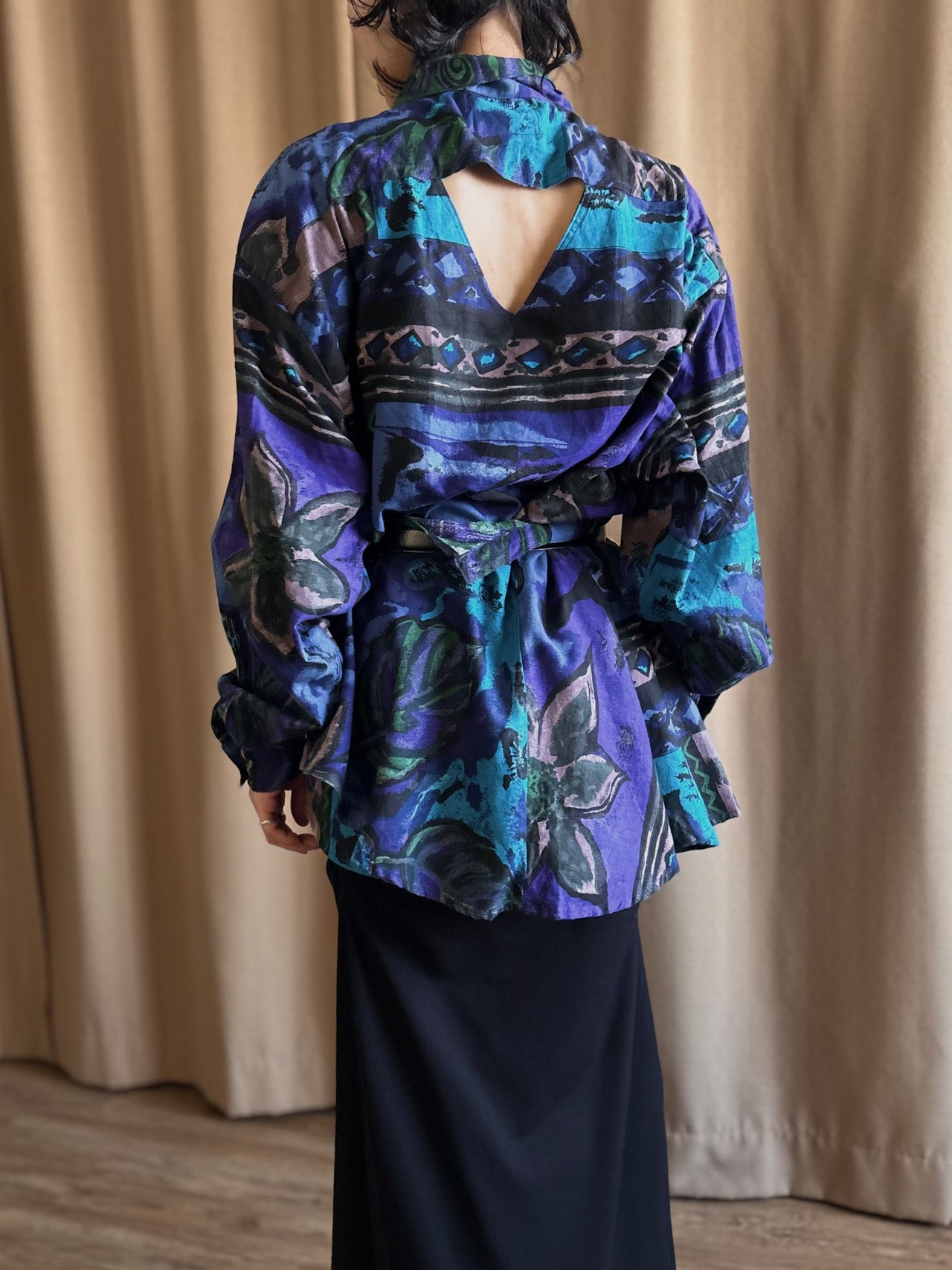 art pattern detachable cape collar shirt-5216-9