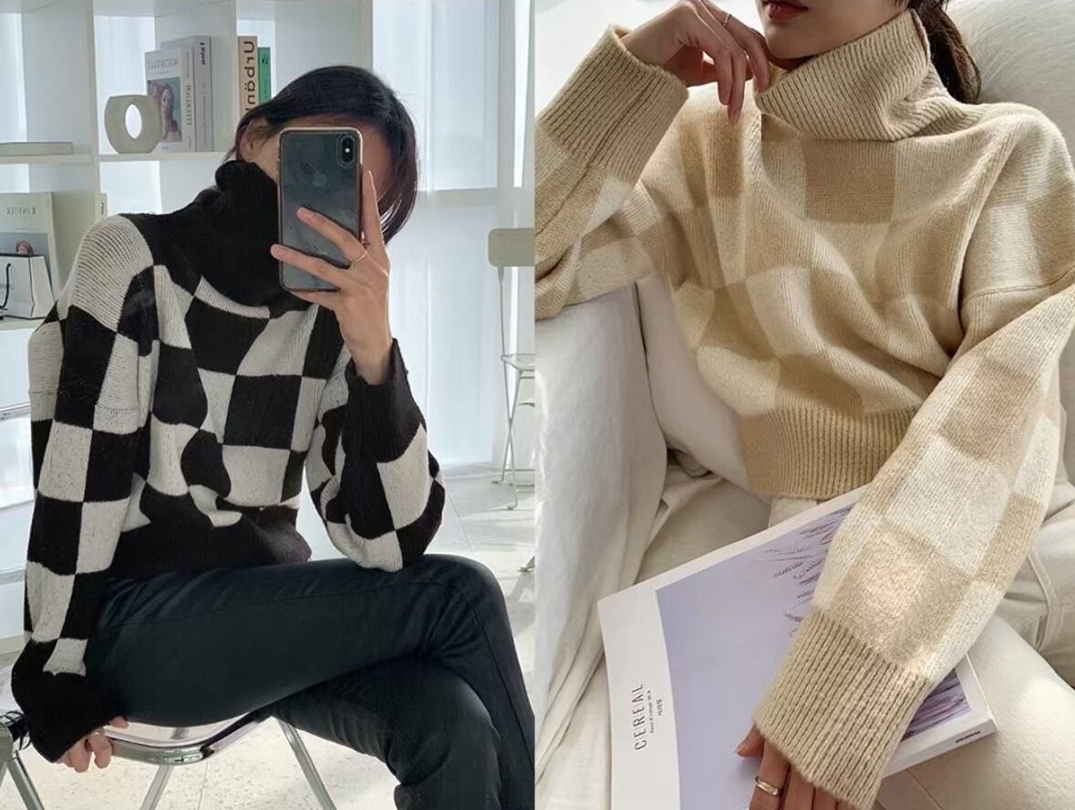 ブロックチェックニット AJ1079-7905