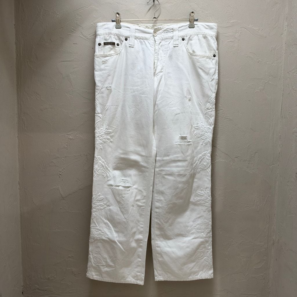 DOLCE&GABBANA ホワイトデニムパンツ イタリア製 44 swag DOLCE&GABBANA ドルチェアンドガッバーナ Embroidered denim pants