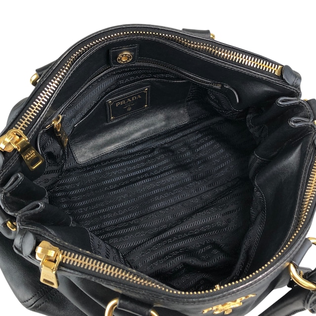 PRADA プラダ ショルダーバッグ ブラック ロゴ レザー ボストンバッグ vintage ヴィンテージ オールド k82hca