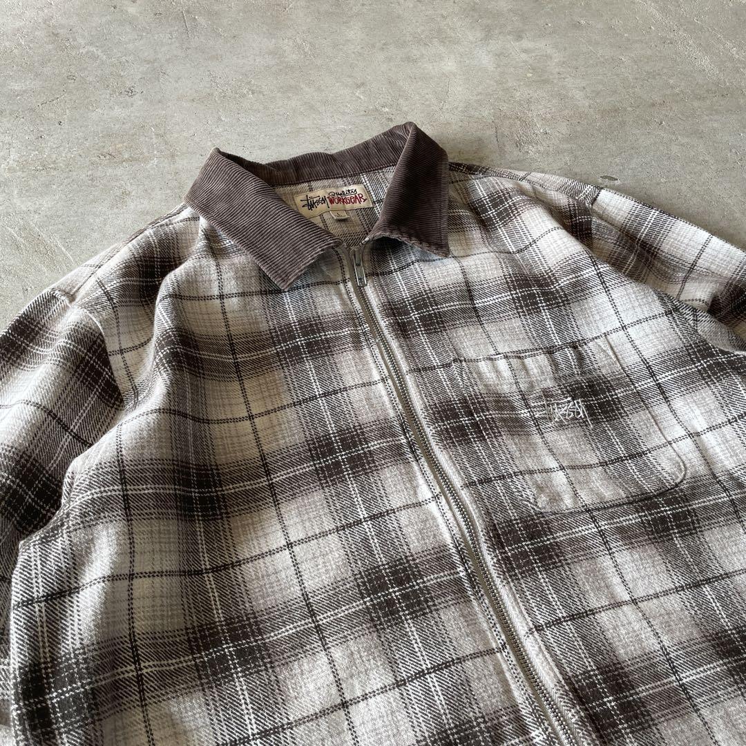 STUSSY / frank plaid zip shirt jacket size L | 古着屋COBBLES