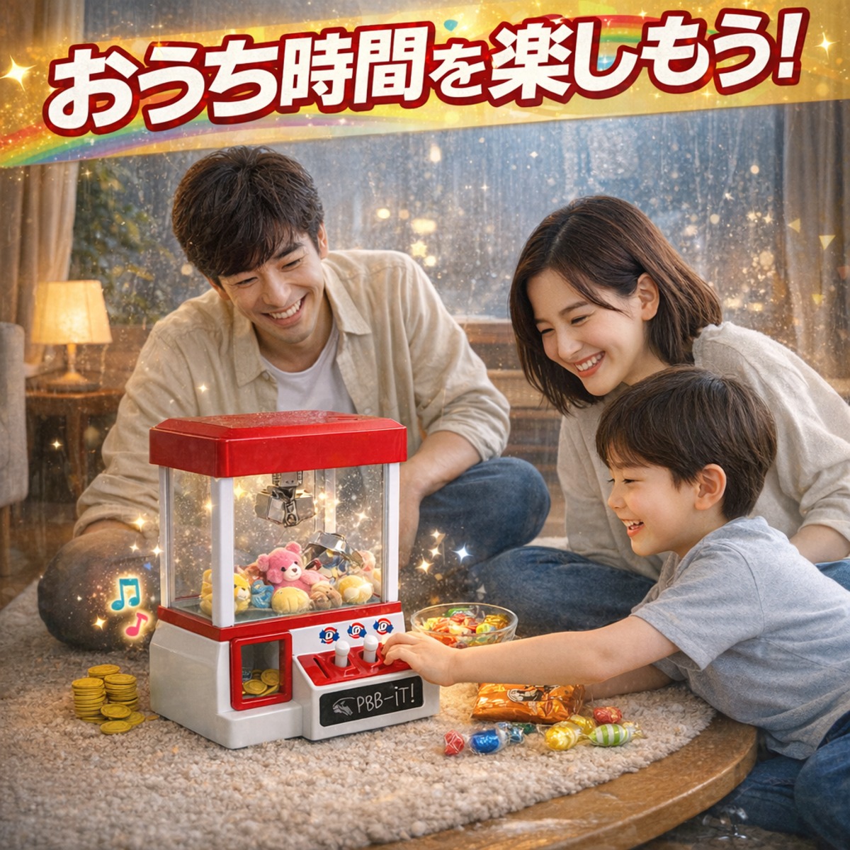 クレーンゲーム UFOキャッチャー おもちゃ 本体 自宅 コイン付き 音