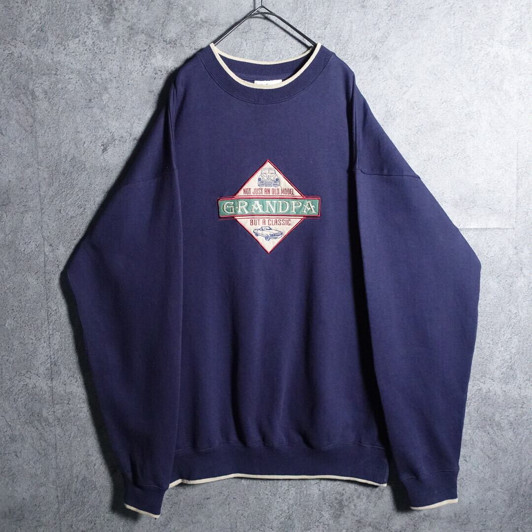 Navy car embroidery design sweat