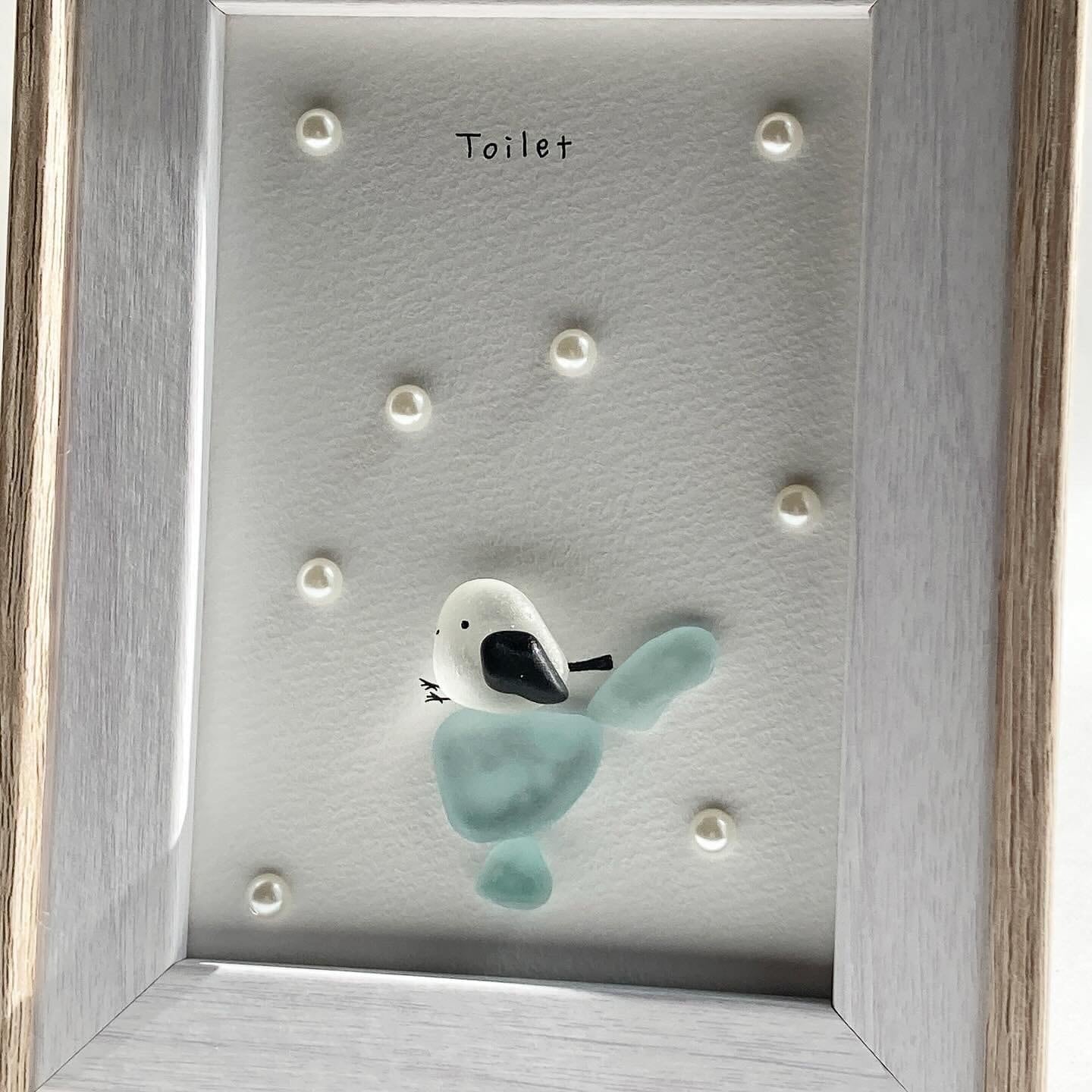 シーグラスアート シマエナガ トイレット 小鳥 プレゼント 韓国雑貨