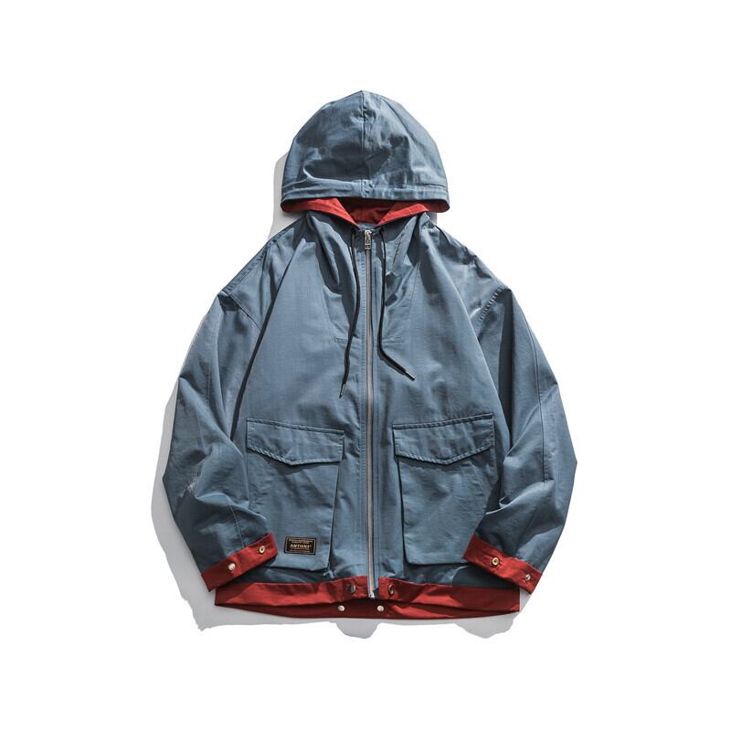 【新作】【送料無料】 Yidao Vintage 20 Spring Contrasting Hooded Jacket Men's ese Simple Retro Loose Workwear Top-Alibaba レトロ スプリング 春物 ビンテージ hip6-161181895140945