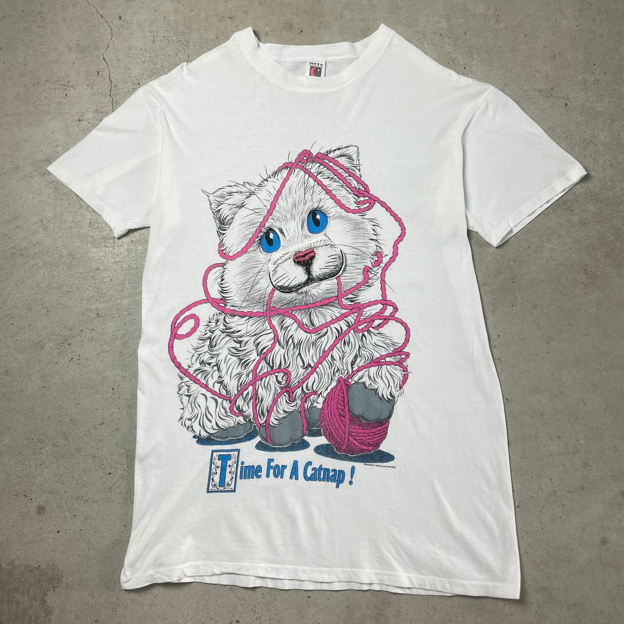 90年代 USA製 ネコ ギミック アニマル アート プリント ロング丈 T 