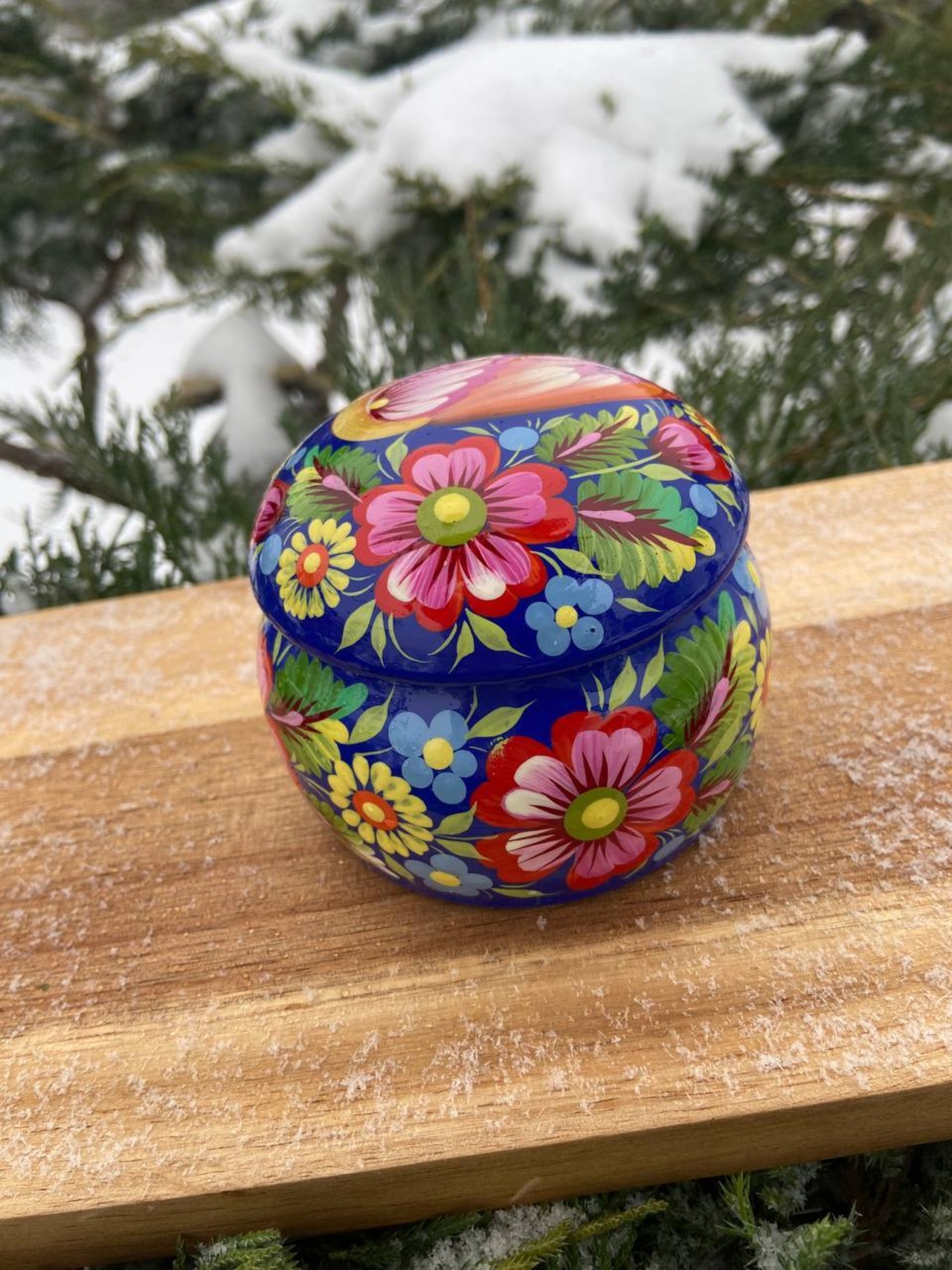 ペトリキウカ塗りのジュエリーボックス（ティモシェンコ作）ウクライナ製 - 4