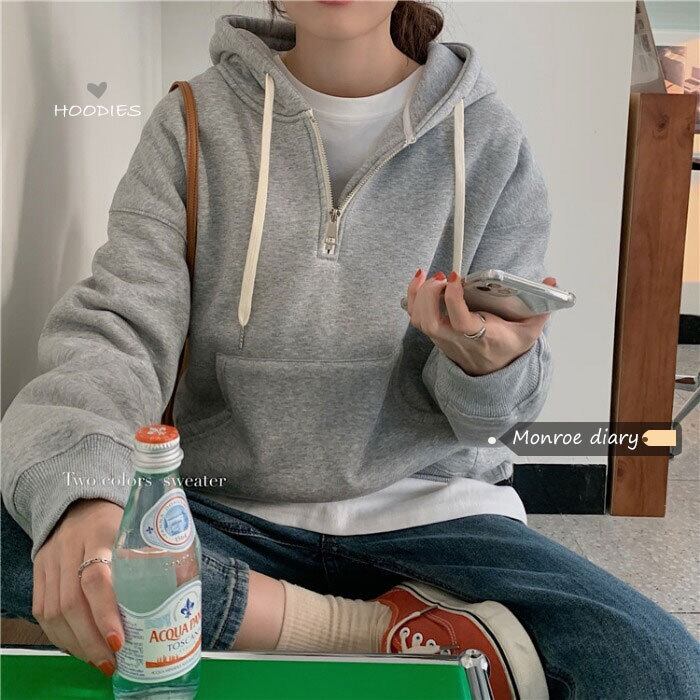 フードセーター スタイルスプリングオータムルーズトップス 春物 秋物 モンロー43893132561