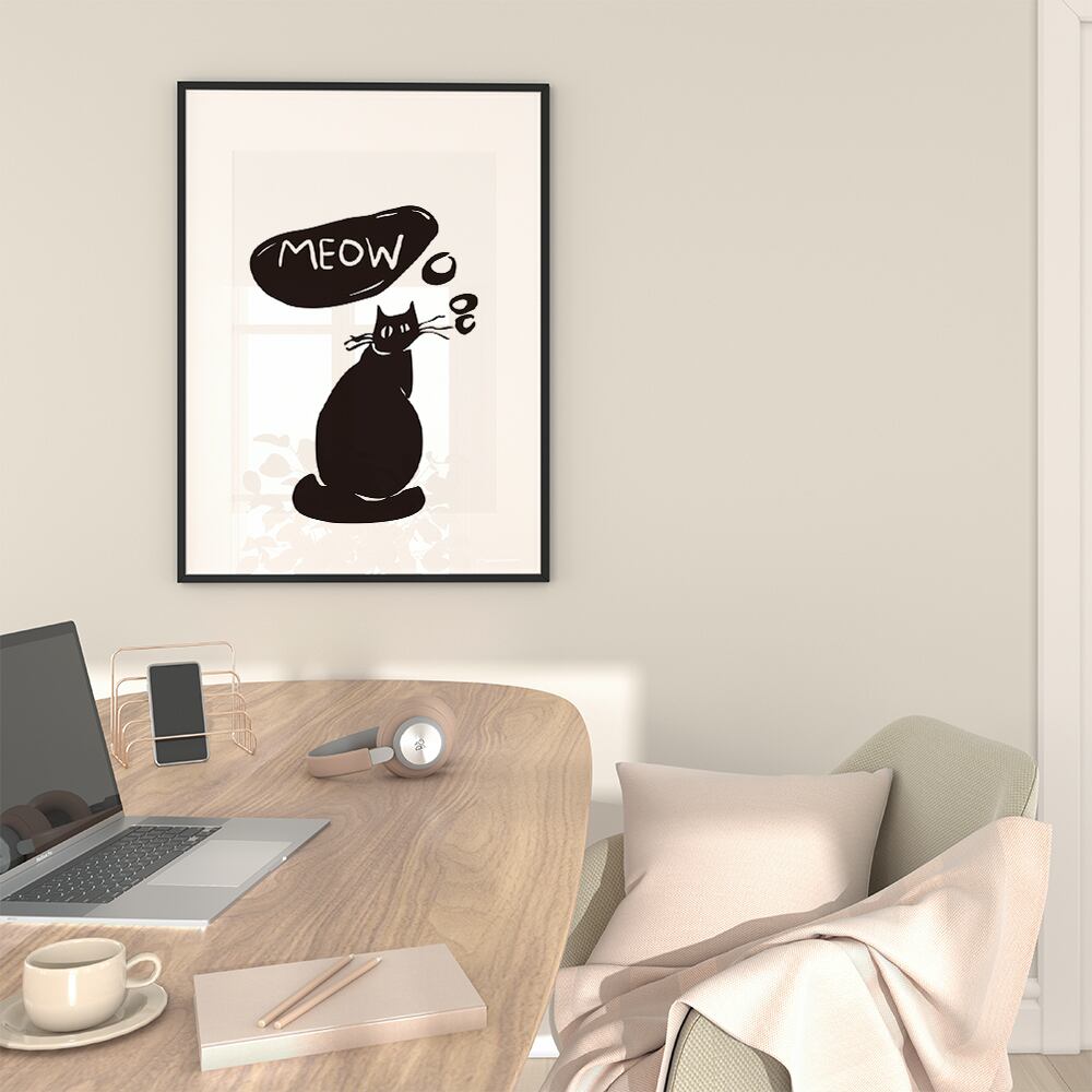 黒ねこのポスター / i1499 / ハロウィンの黒猫と魚やねずみ、小鳥 インテリアポスター