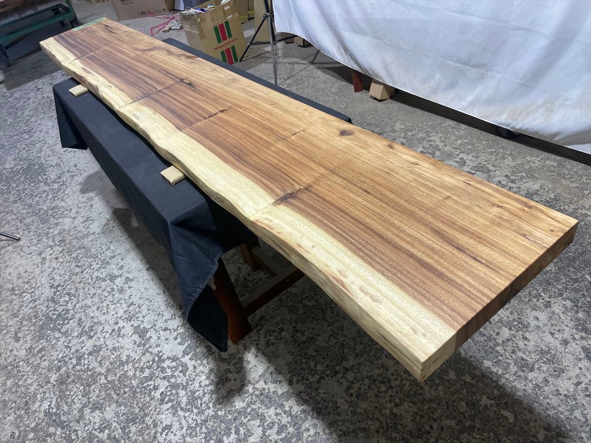 モンキーポッド4091 一枚板無垢 乾燥材 2620x380-390-380x50mm