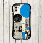 受注生産 iPhoneケース 青い丸と黒い紙片コラージュ｜ZINE風 ZINE026A