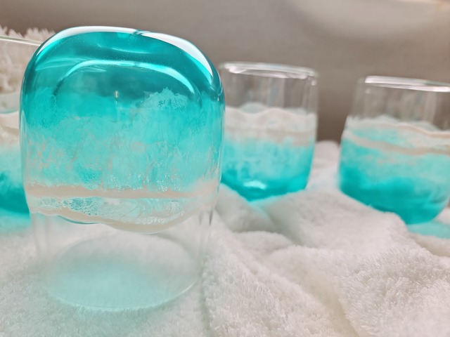 410.オーシャンレジンアート 海のダブルウォールグラス