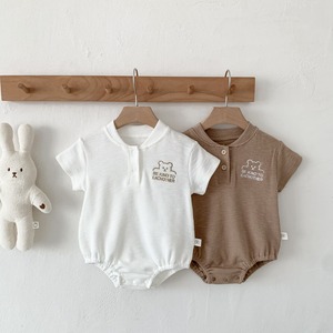 【BABY】英字＆クマ半袖ロンパース