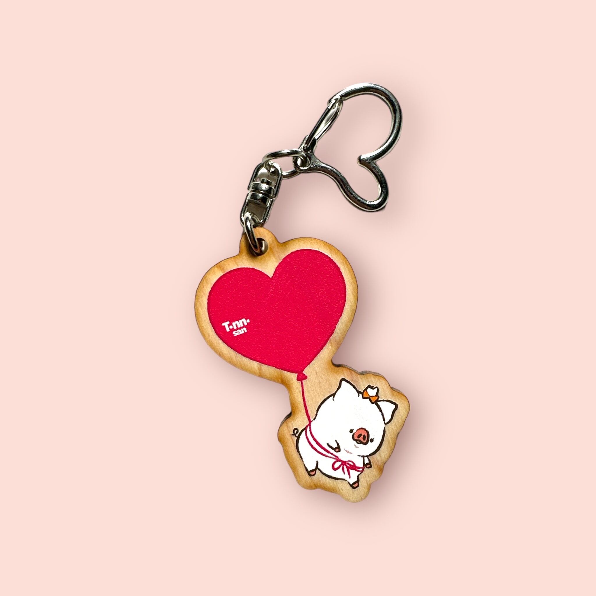 トン野さん 木製キーホルダー(ハートの風船、ましろさん)