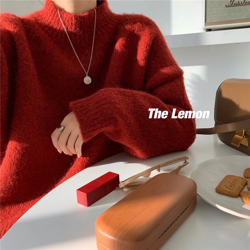 カラースタンダードルーズプルオーバー レディース レトロ ビッグFスモールZ韓国97662301503