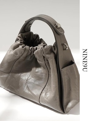 leather wrinkled 2way bag 4color【NINE-A7647】