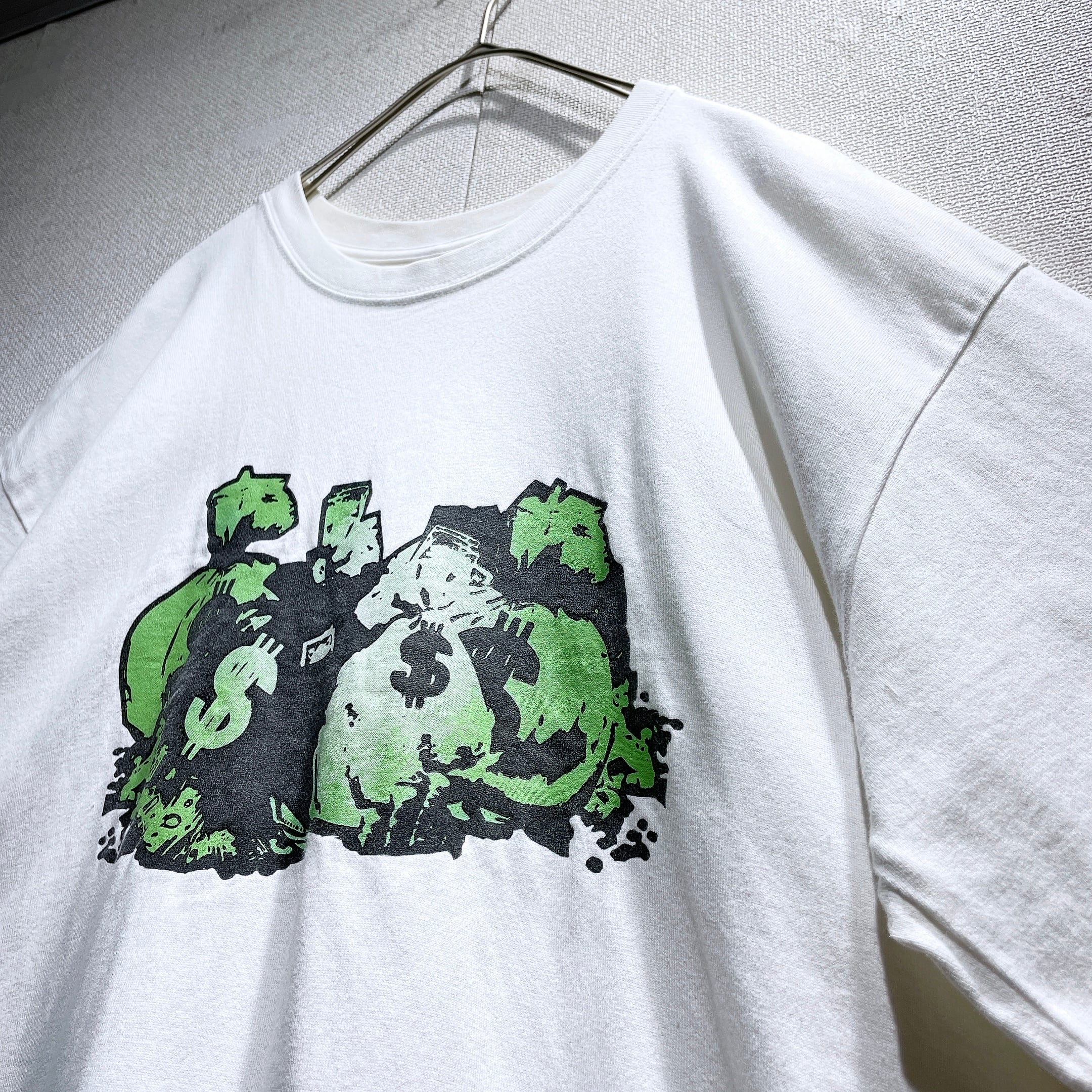 2000s ” Swagger ” ” skullgain ” printed White loose SS Tee