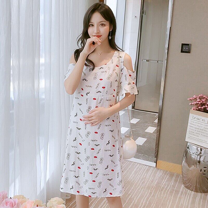 【新作】【送料無料】 9972＃ホワイトフローラルプリントコットンマタニティマタニティマザーナーシングドレスサマースウィートフィーディングウェア産後女性 大人ガーリー キュート カジュアル 夏物 花柄 AL expec346976229143