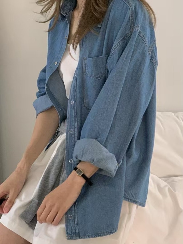 (予約) vergamot / Low denim shirts 2color