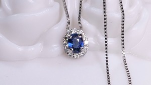 J29-8 Ptノンヒートロイヤルブルーサファイアネックレス［01147674］